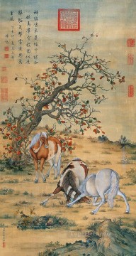 中国 Painting - 中国の伝統的なラング輝く偉大な馬